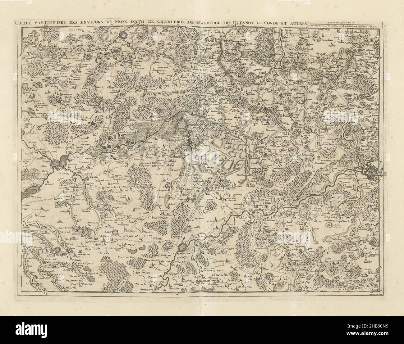 Map of Hainaut and Northern France, 1706, Carte particuliere des ...