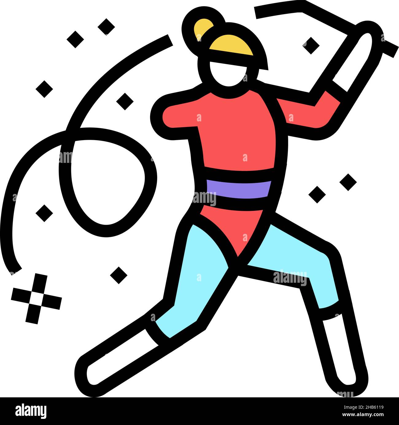 rhythmic gymnastics handicapped athlete color icon vector illustration ...