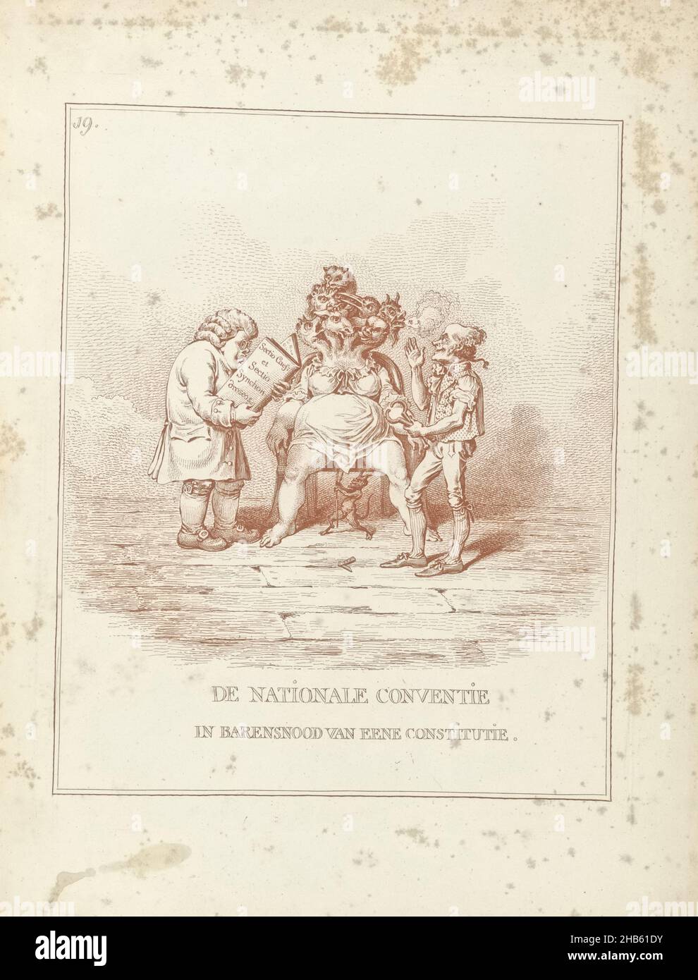 Barrenness of the National Convention, 1795, The National Convention in  Barrenness of a Constitution (title on object), Hollandia Regenerata  (series title), Cartoon showing the Batavian Republic as a seven-headed  monster trying to