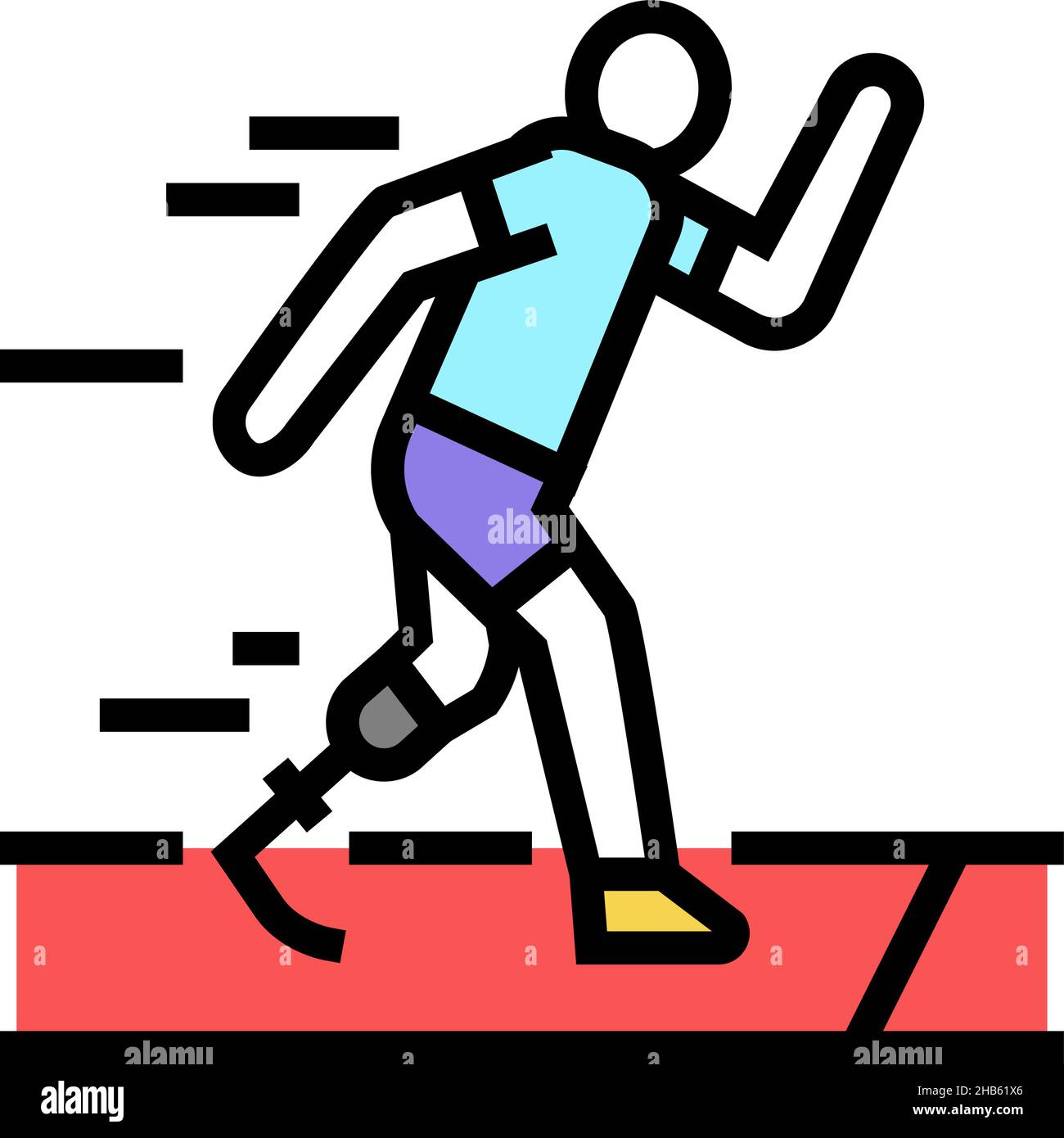 running runner handicapped athlete color icon vector illustration Stock ...