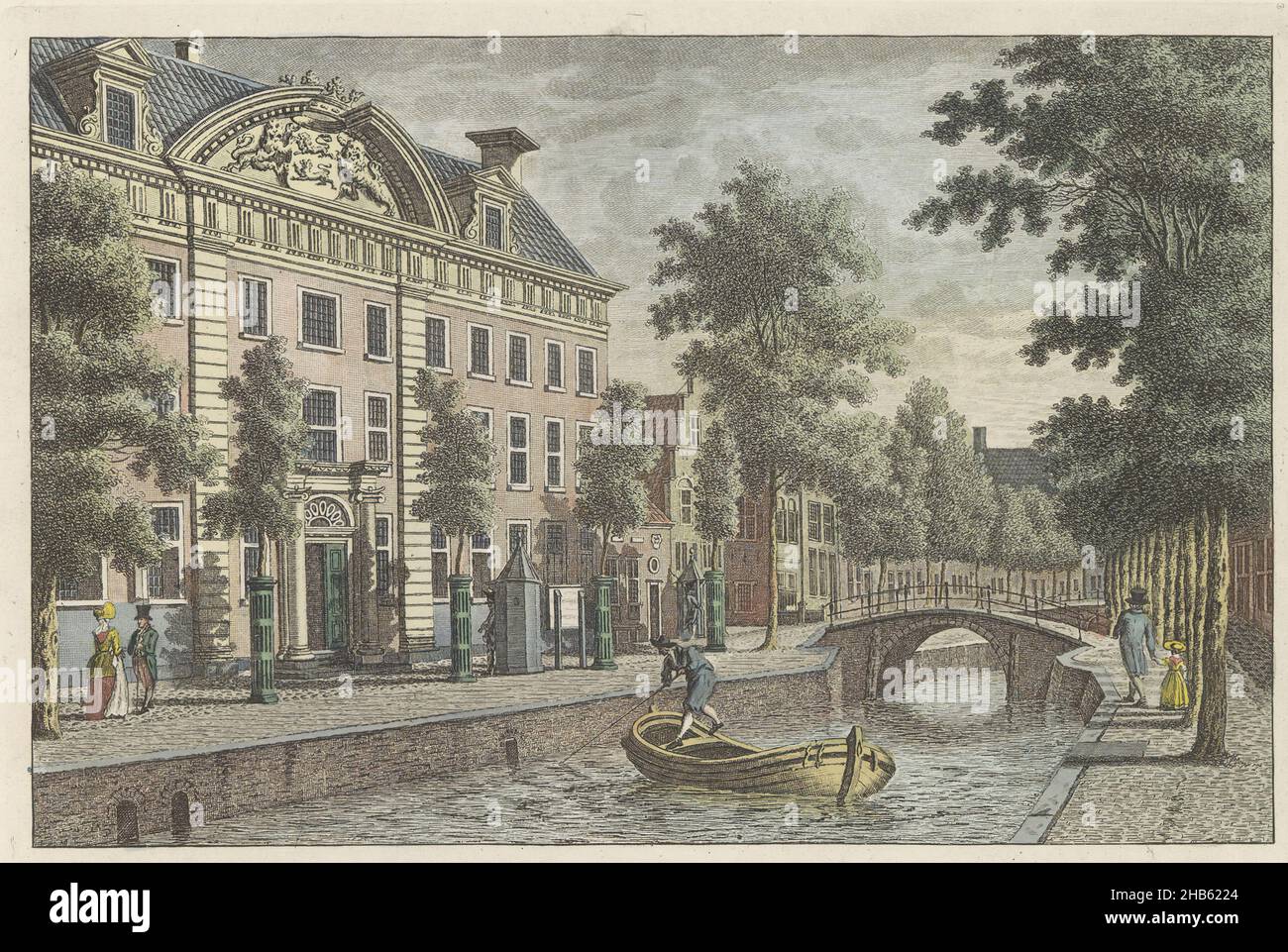 Provincial Building in Leeuwarden, ca. 1790T'Kollegie der Gedeputeerde Staaten, te Leeuwarden, Le Gouvernement - actuellement colêge des Etats députés à Leeuwarden (title on object), View of the College of Gedeputeerde Staten (Provincial House) at the Tweebaksmarkt in Leeuwarden, ca. 1790. Part of a plate work from c. 1824-1825 with 74 (unnumbered) plates of the most important topographical views and various customs in the United Kingdom of the Netherlands., print maker: Carel Frederik Bendorp (I), intermediary draughtsman: Jan Bulthuis, print maker: Netherlands, publisher: Amsterdam, 1786 Stock Photo