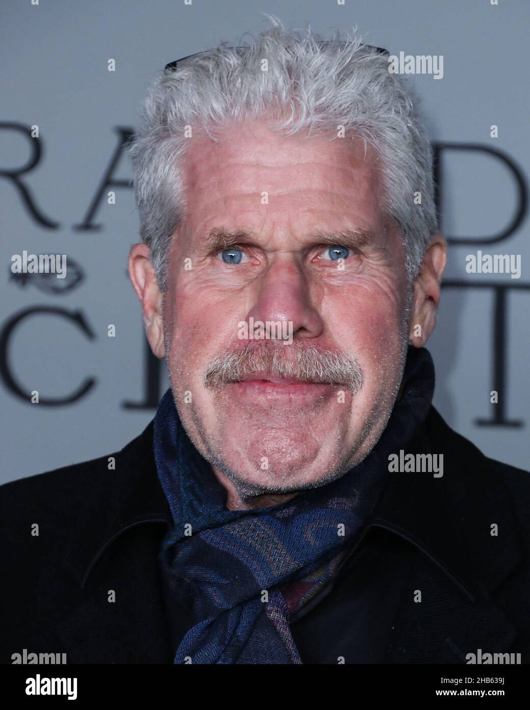 LOS ANGELES, CALIFORNIA, USA - DECEMBER 16: American actor Ron Perlman arrives at the Los Angeles Premiere Of Apple Original Films' and A24's 'The Tragedy Of Macbeth' held at the Directors Guild of America Theater Complex on December 16, 2021 in Los Angeles, California, USA. (Photo by Xavier Collin/Image Press Agency) Stock Photo