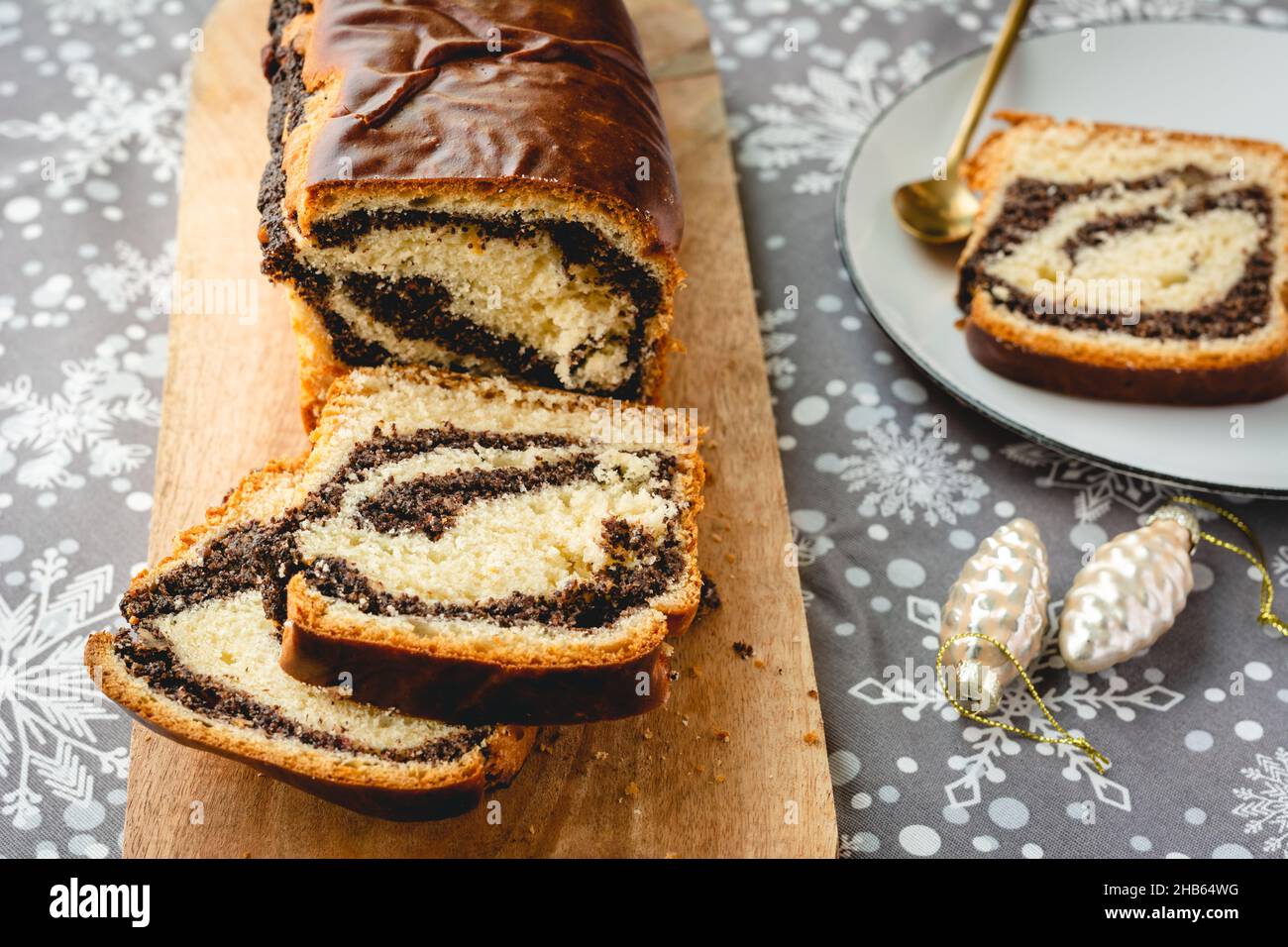 Traditional homemade Christmas poppy seed cake. A festive delicacy