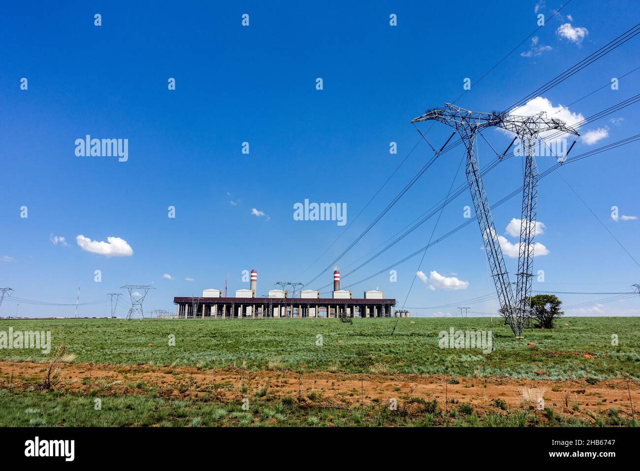 Kusile coal-fired power station, Mpumalanga, South Africa, on a clear blue sky day Stock Photo