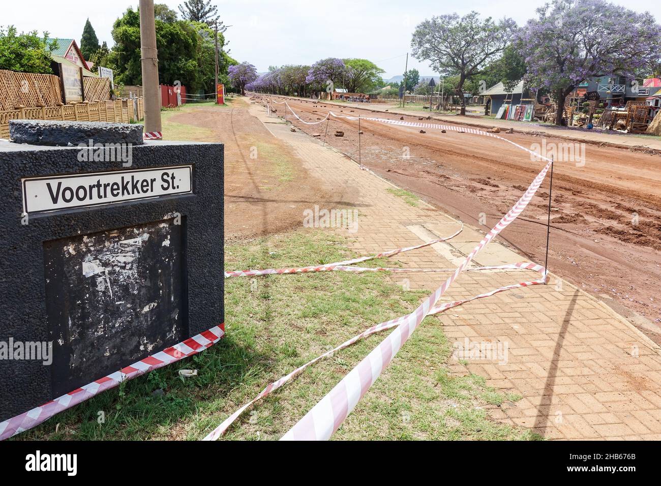 Road in construction in Lydenburg, South Africa Stock Photo