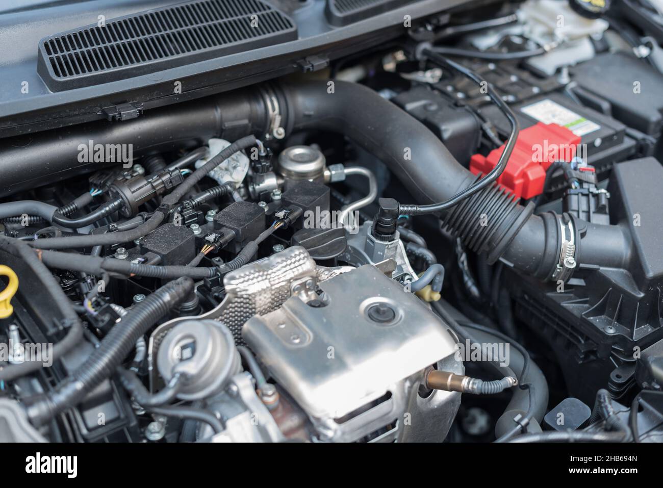 View of clean engine compartment Stock Photo Alamy