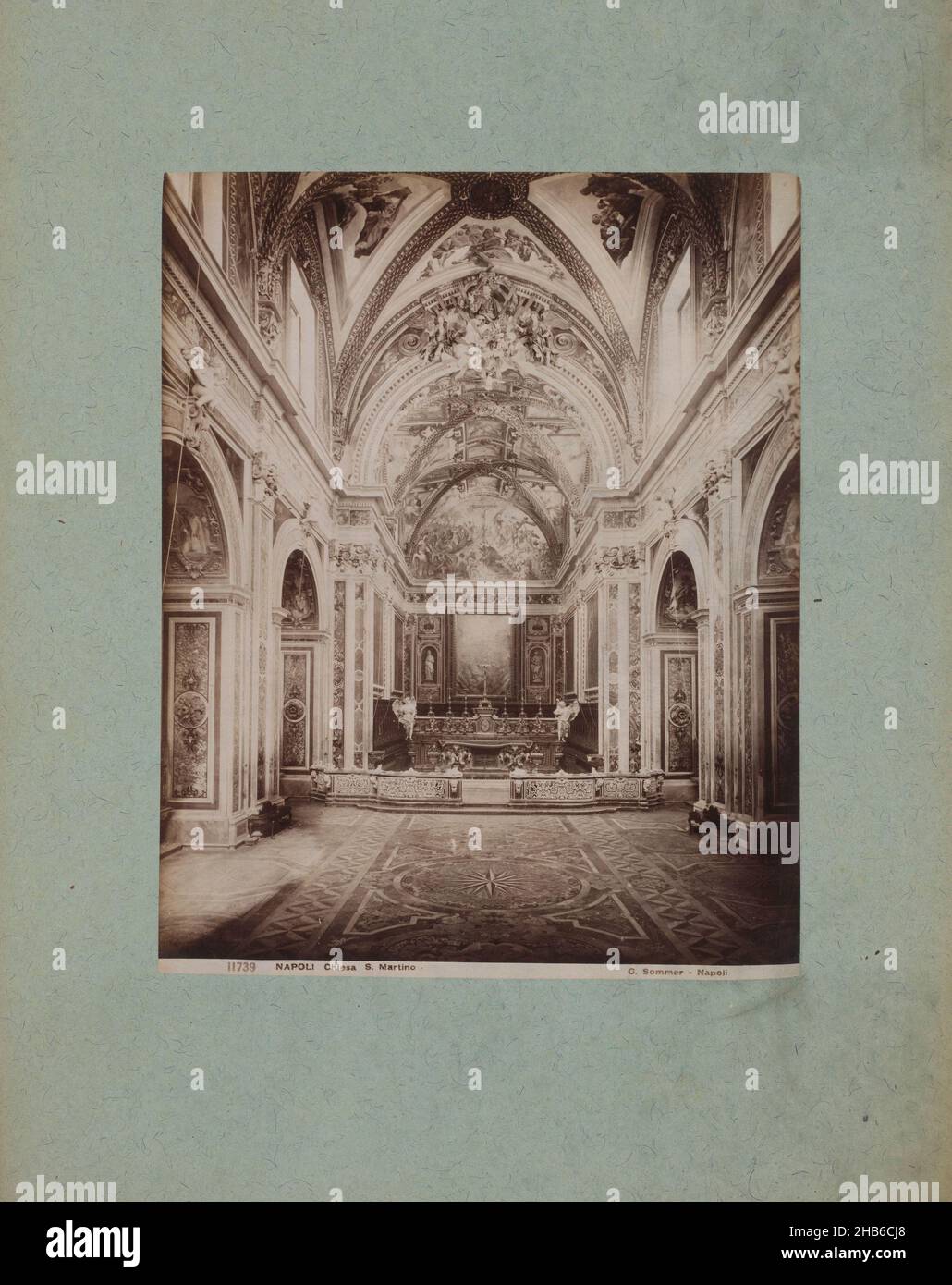 Interior of the Carthusian Monastery of St. Martin in Naples, Italy, Chiesa S. Martino (title on object), Napoli (series title on object), Giorgio Sommer (mentioned on object), Naples, 1857 - 1914, cardboard, paper, albumen print, height 413 mm × width 318 mm Stock Photo