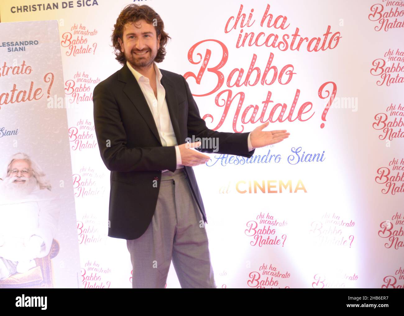 Alessandro Siani pose during a photocall session for the Christmas film 'Chi ha incastrato Babbo Natale?' in Naples, Italy Stock Photo