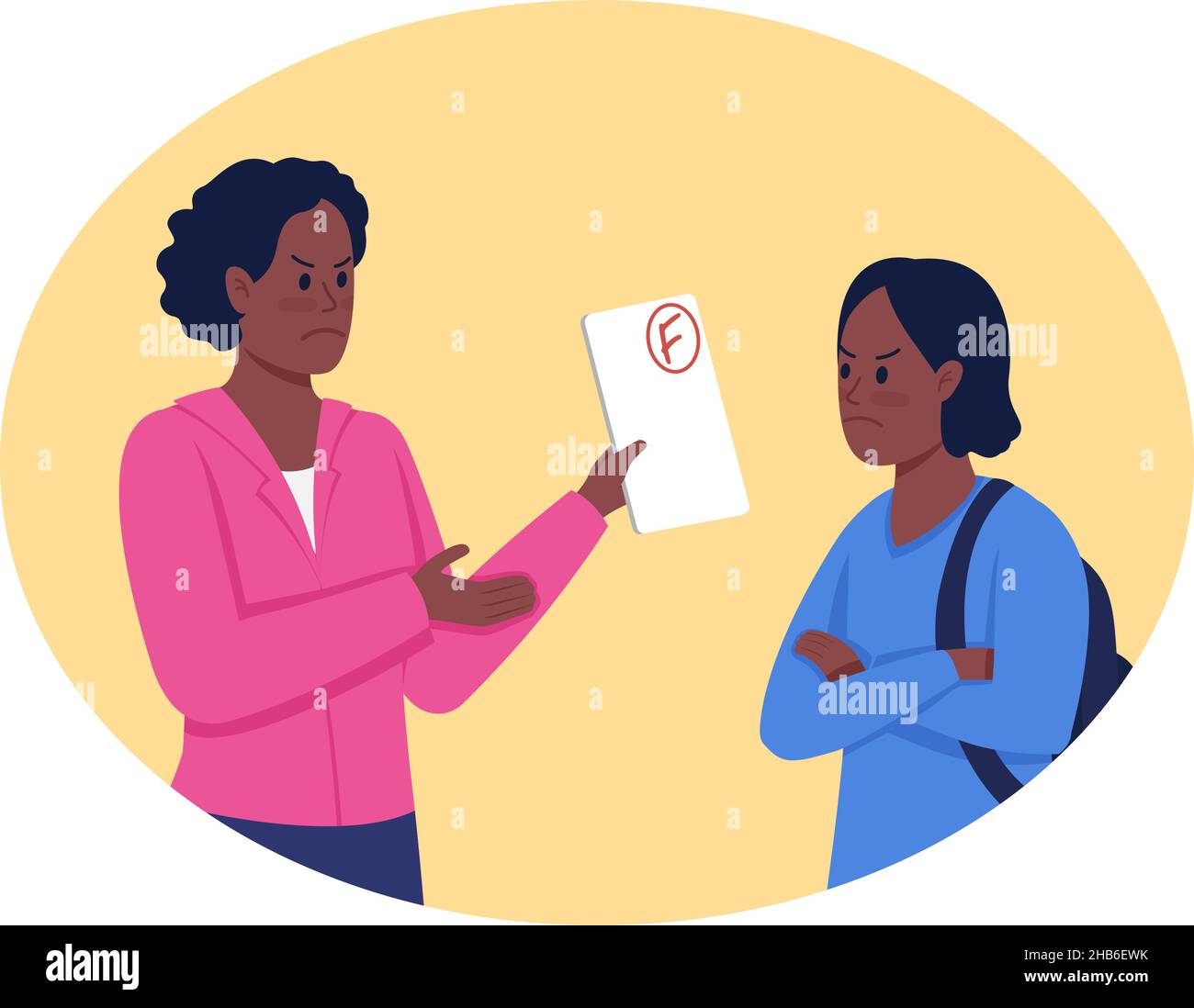 Scolding For Poor Grades 2D Vector Isolated Illustration Stock Vector