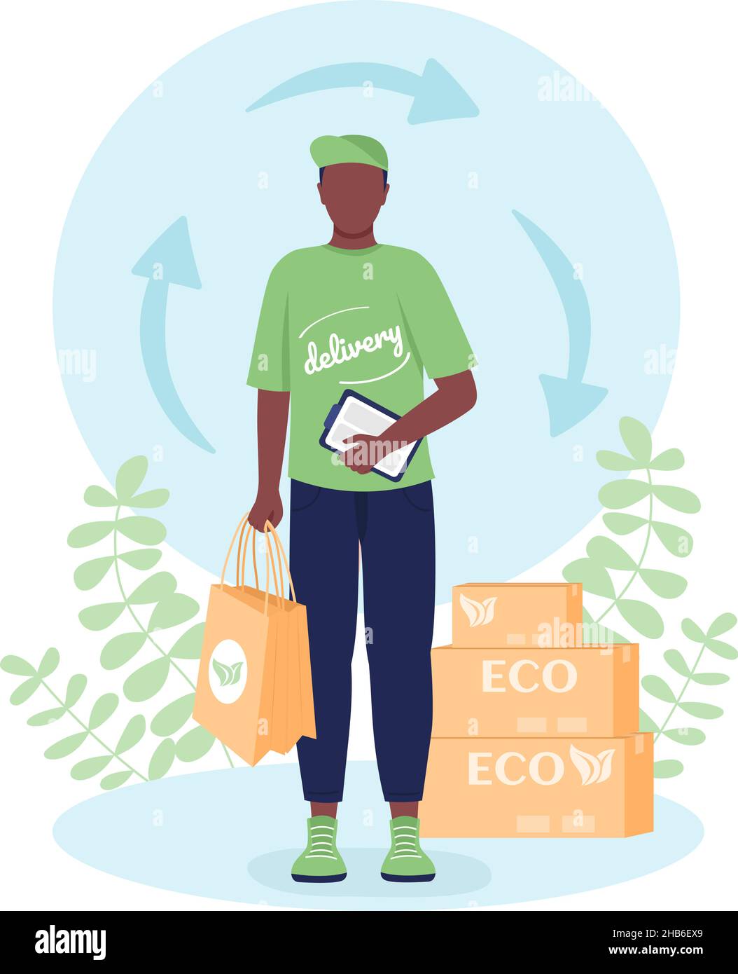 Eco friendly delivery flat concept vector illustration Stock Vector