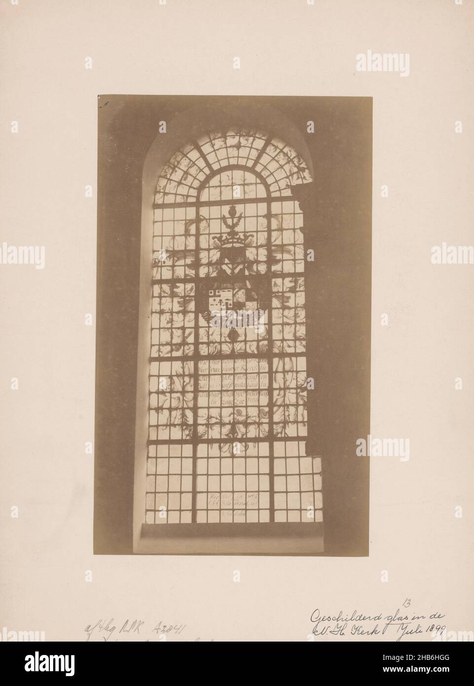 Painted window in the Oudshoorn Church in Oudshoorn, anoniem (Monumentenzorg) (attributed to), Oudshoorn, 1899, photographic support, cardboard, albumen print, height 218 mm × width 131 mm Stock Photo