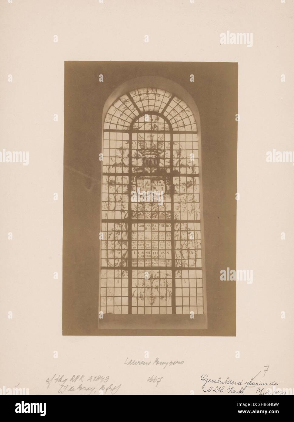 Painted window in the Oudshoorn Church in Oudshoorn, anoniem (Monumentenzorg) (attributed to), Oudshoorn, 1899, photographic support, cardboard, albumen print, height 209 mm × width 132 mm Stock Photo