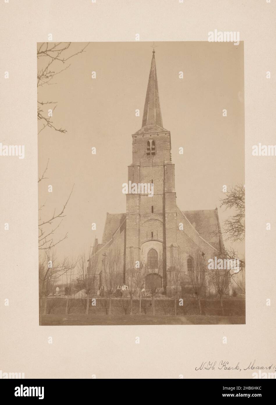 View of the Dorpskerk in Poortugaal, anoniem (Monumentenzorg) (attributed to), Poortugaal, 1902, photographic support, cardboard, albumen print, height 230 mm × width 168 mm Stock Photo