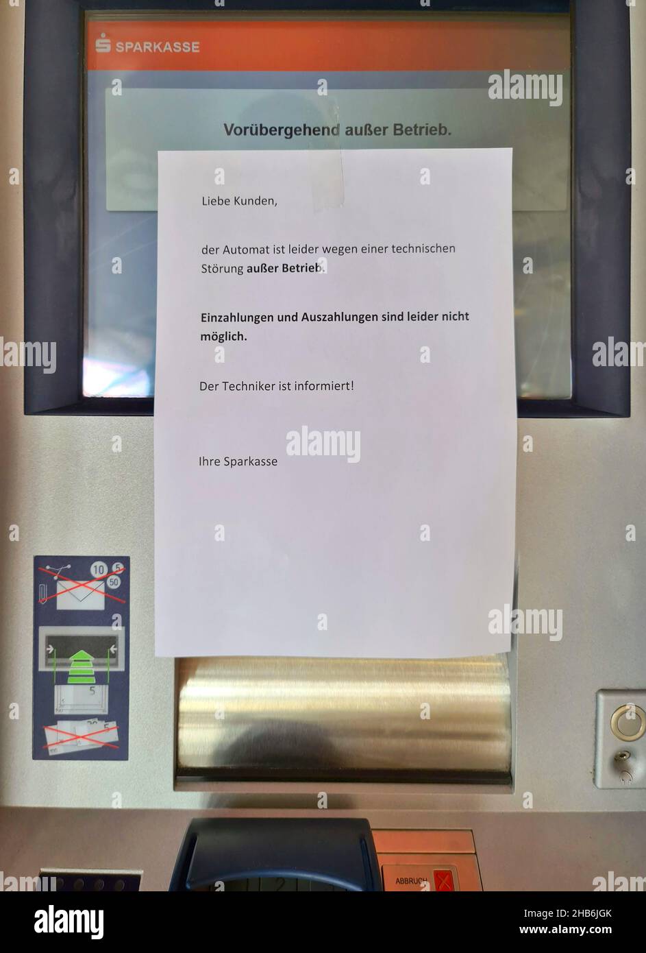 broken ATM, Germany Stock Photo