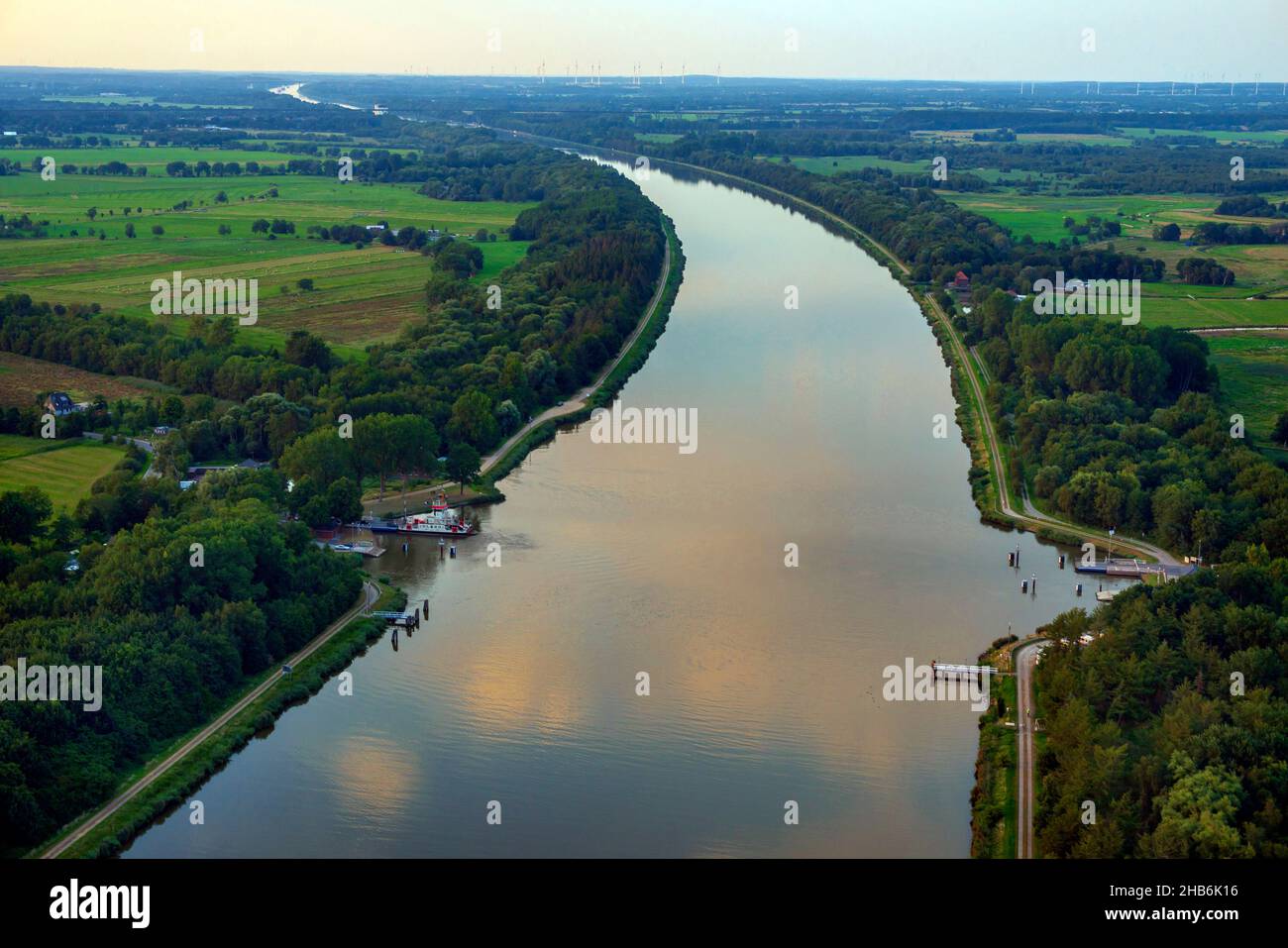 Kiel Canal, aerial view, Germany, Schleswig-Holstein Stock Photo