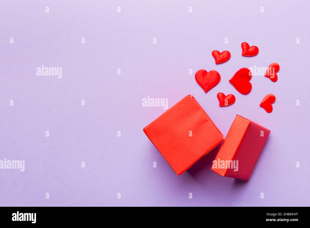 Happy valentines day opened heart shape gift box with small hearts, on ...