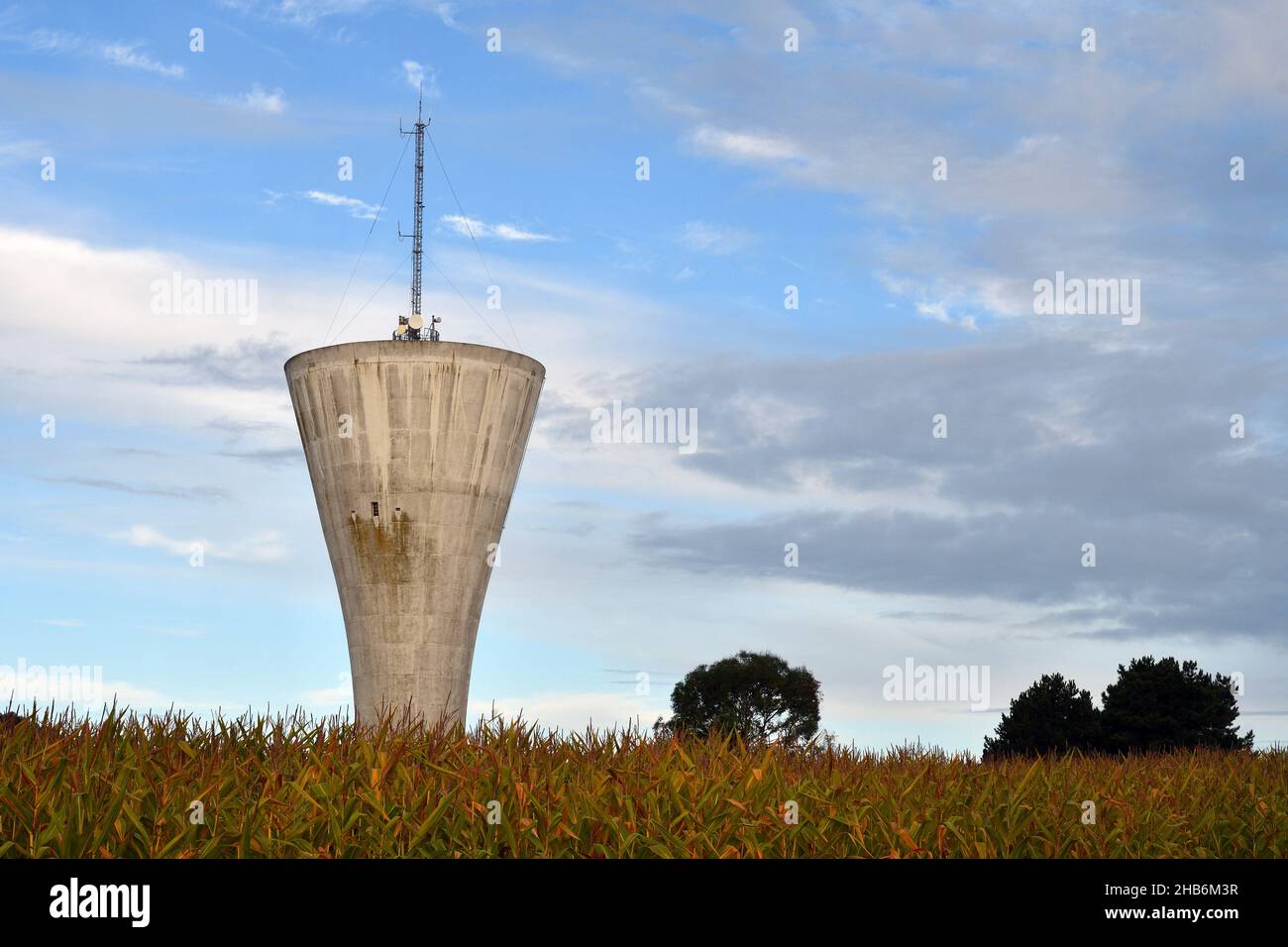 water tower with mast, France, Brittany, Departement Cotes-d’Armor, Erquy Stock Photo