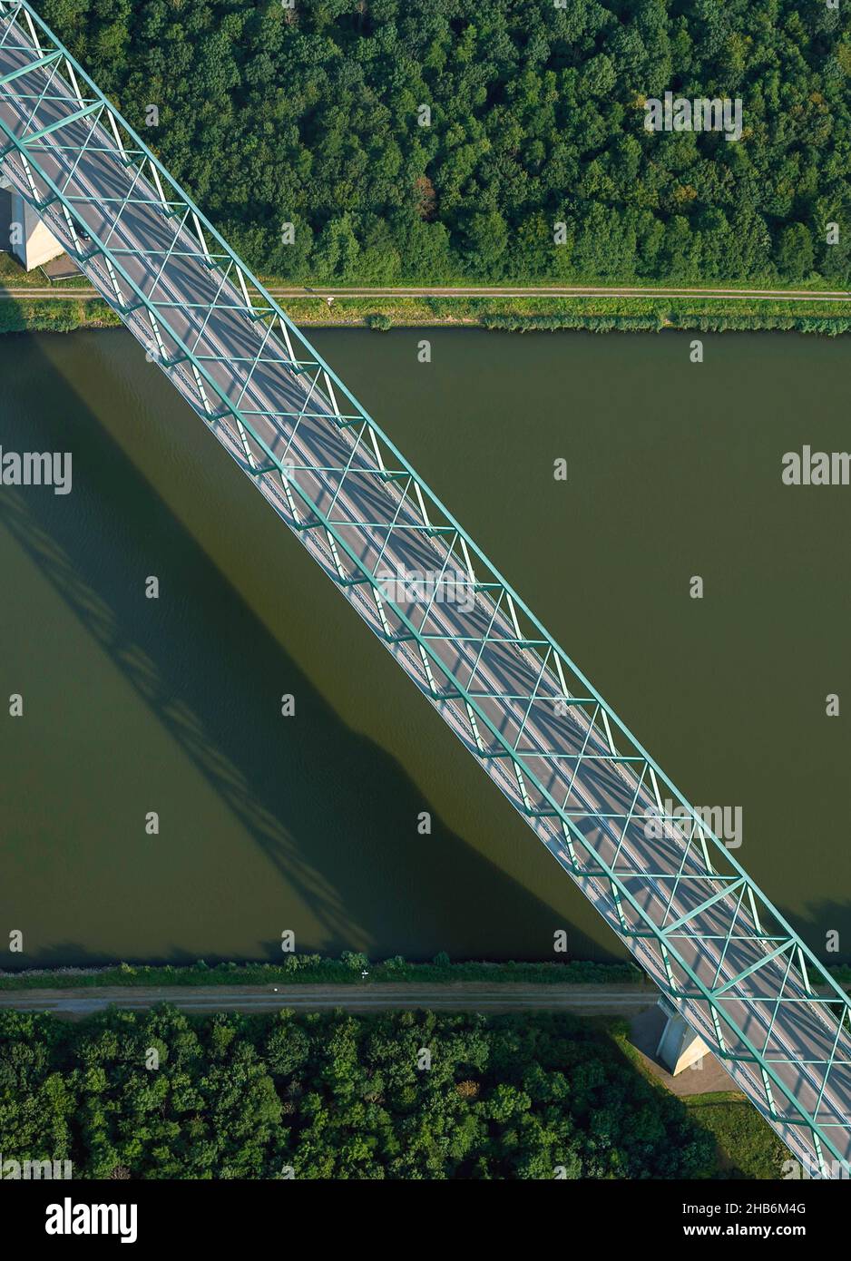 Brunsbuettel High Bridge cross the Kiel canal, aerial view, Germany, Schleswig-Holstein, Brunsbuettel Stock Photo