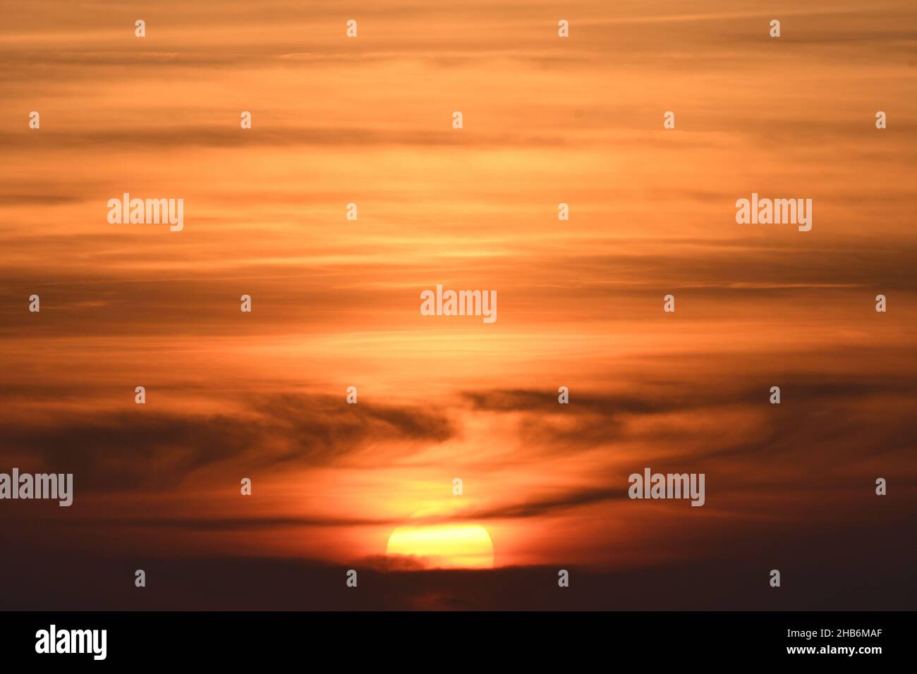 red sky, France, Brittany, Erquy Stock Photo
