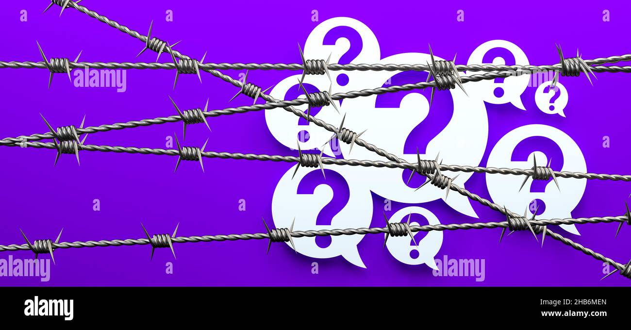 Question marks and barbed wire Stock Photo
