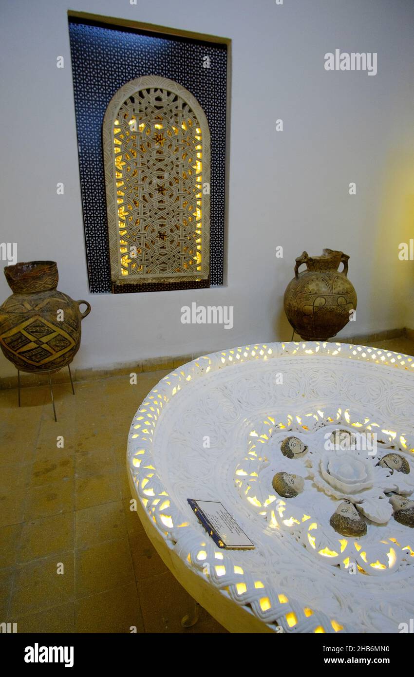 Vertical shot of objects on display at the Jordan Archaeological Museum ...