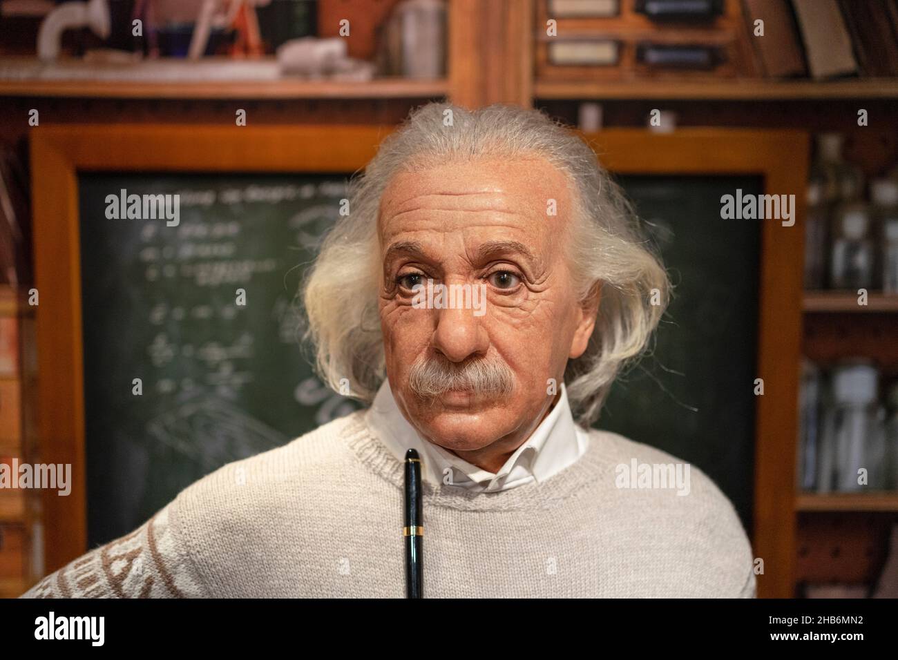 Albert Einstein wax sculpture at Madame Tussauds Istanbul. Stock Photo