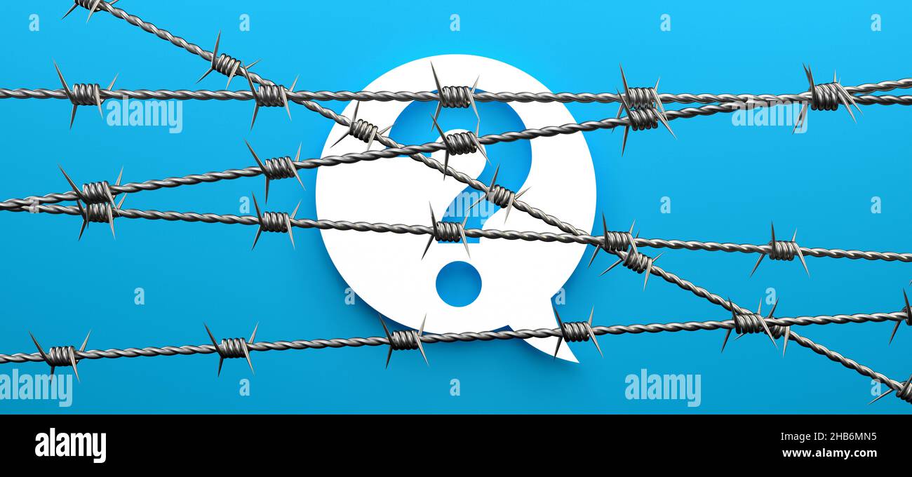 Question marks and barbed wire Stock Photo Alamy