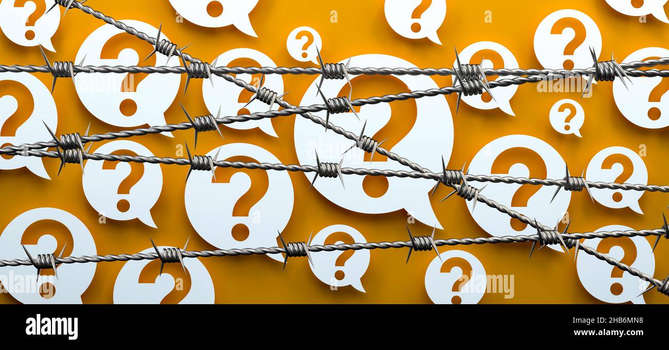 Question marks and barbed wire Stock Photo