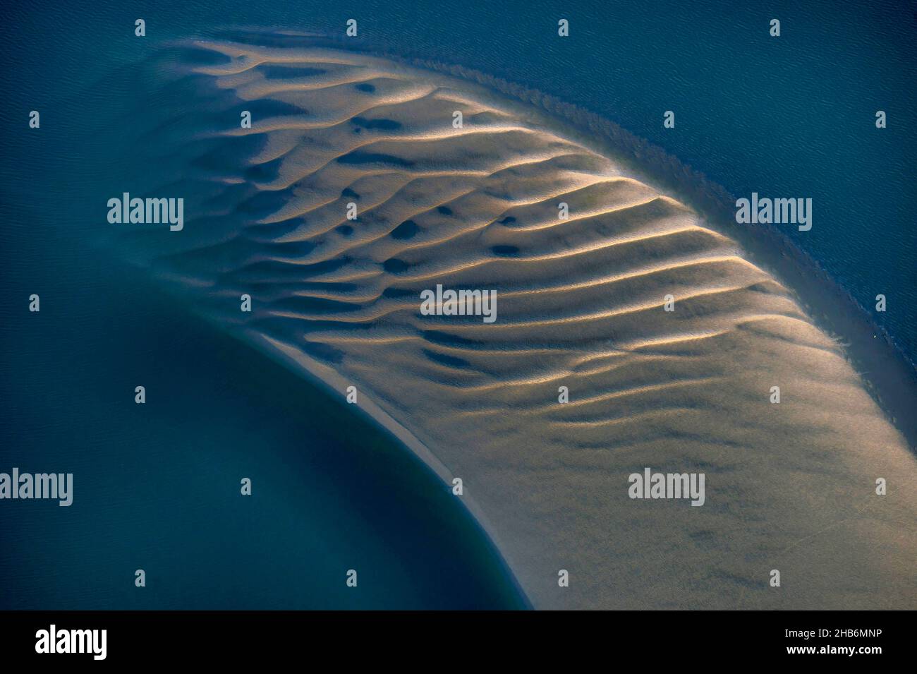 aerial view of the Elbe estuary, Germany, Hamburgisches Wattenmeer National Park Stock Photo