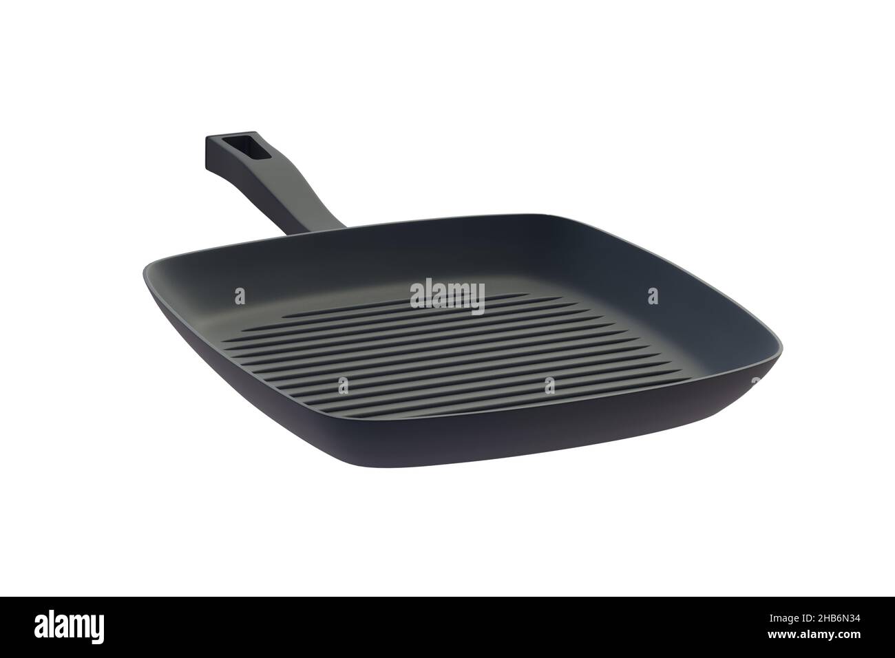 Frying pan for grill with ribbed surface isolated on white background