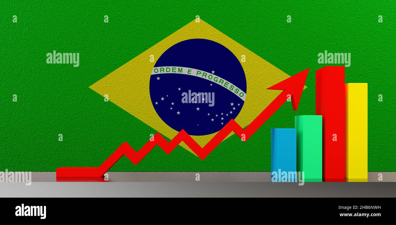 Brazil flag and financial markets Stock Photo