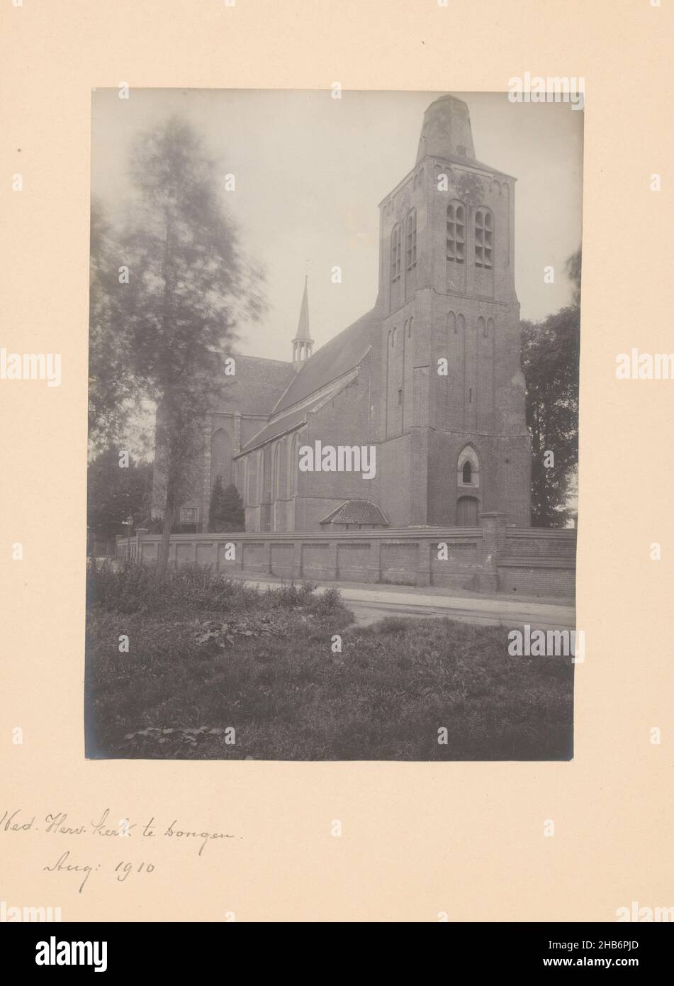View of the Reformed Church at Dongen, anoniem (Monumentenzorg) (attributed to), Dongen, 1910, photographic support, cardboard, gelatin silver print, height 218 mm × width 159 mm Stock Photo