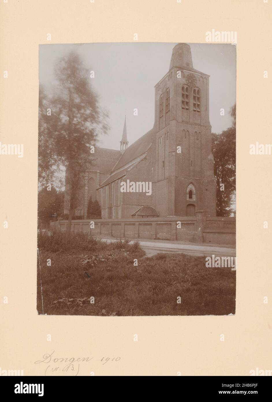View of the Reformed Church in Dongen, anoniem (Monumentenzorg) (attributed to), Dongen, 1910, photographic support, cardboard, height 218 mm × width 160 mm Stock Photo
