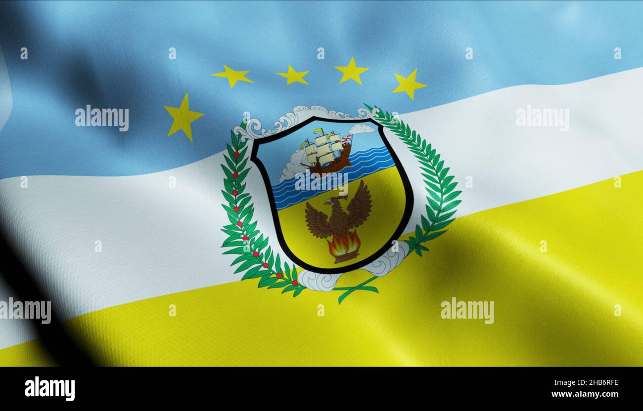 3D Illustration of a waving Panama city flag of Colon Stock Photo