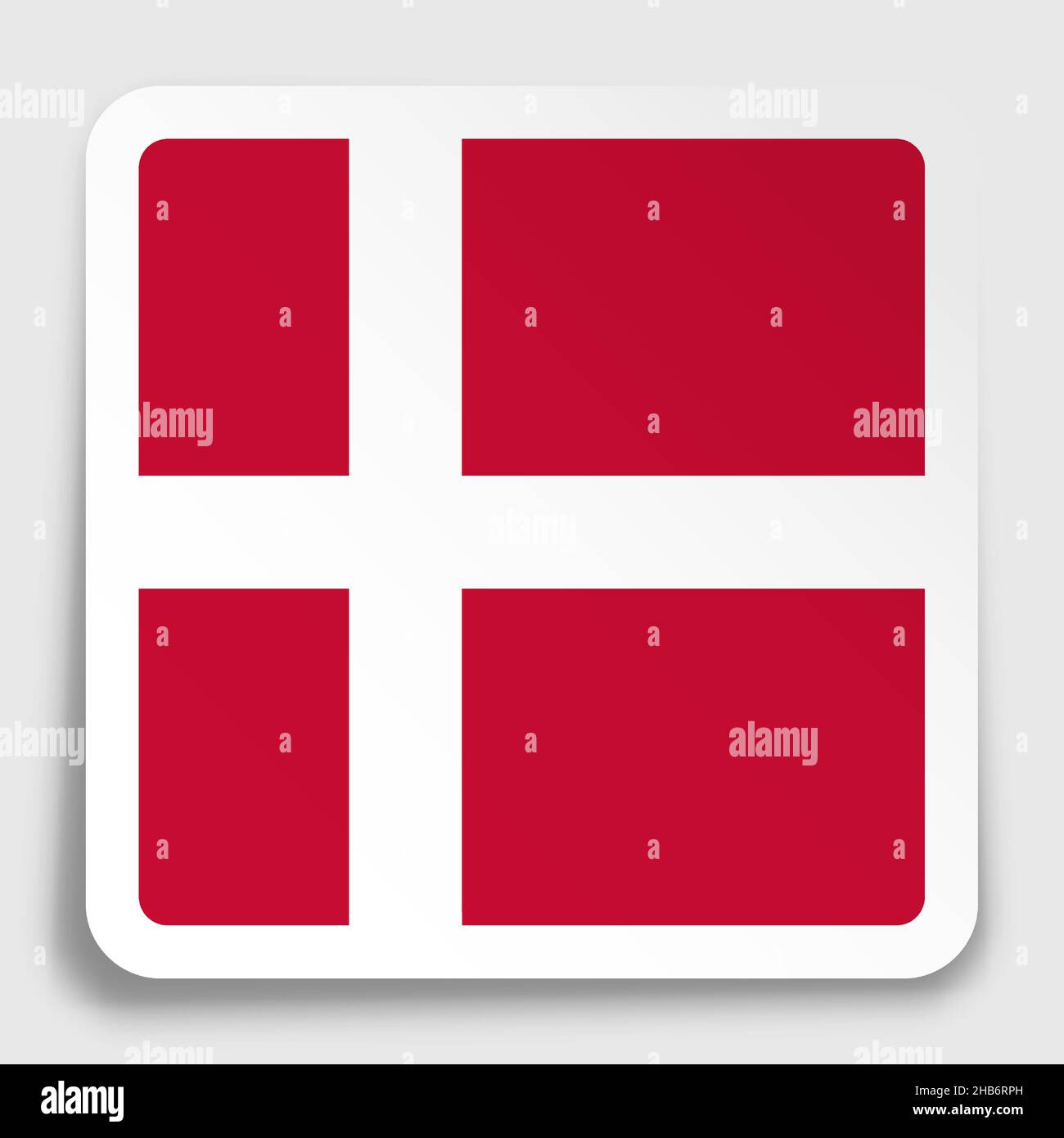 DENMARK flag icon on paper square sticker with shadow. Button for mobile application or web. Vector Stock Vector