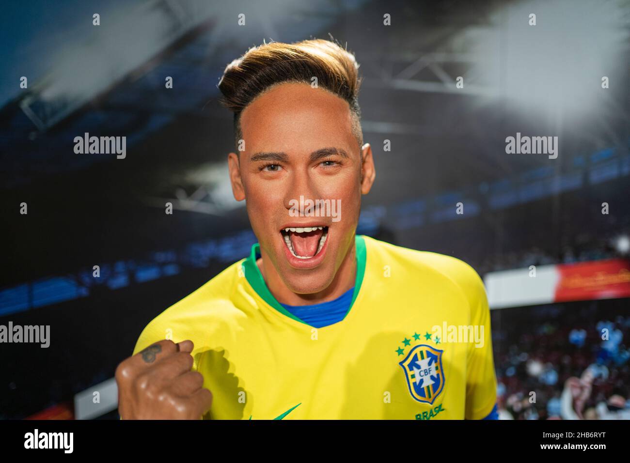 Neymar wax sculpture at Madame Tussauds Istanbul. Neymar is a Brazilian professional footballer. Stock Photo