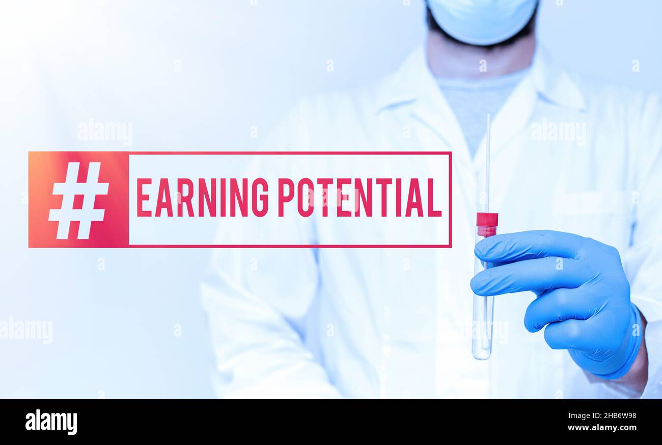 Text caption presenting Earning Potential. Concept meaning Top salary