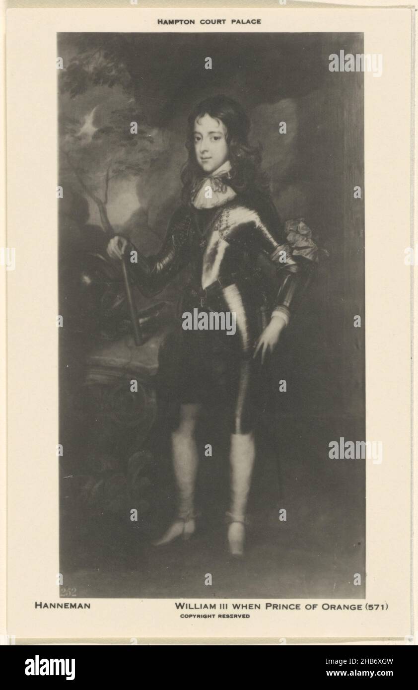 Portrait of William III, Prince of Orange, Portrait of William III. In the lower margin his name and title., anonymous, after: Adriaen Hanneman (mentioned on object), Netherlands, printer: Bradford, 1850 - 1949, photographic support, height 138 mm × width 88 mm Stock Photo