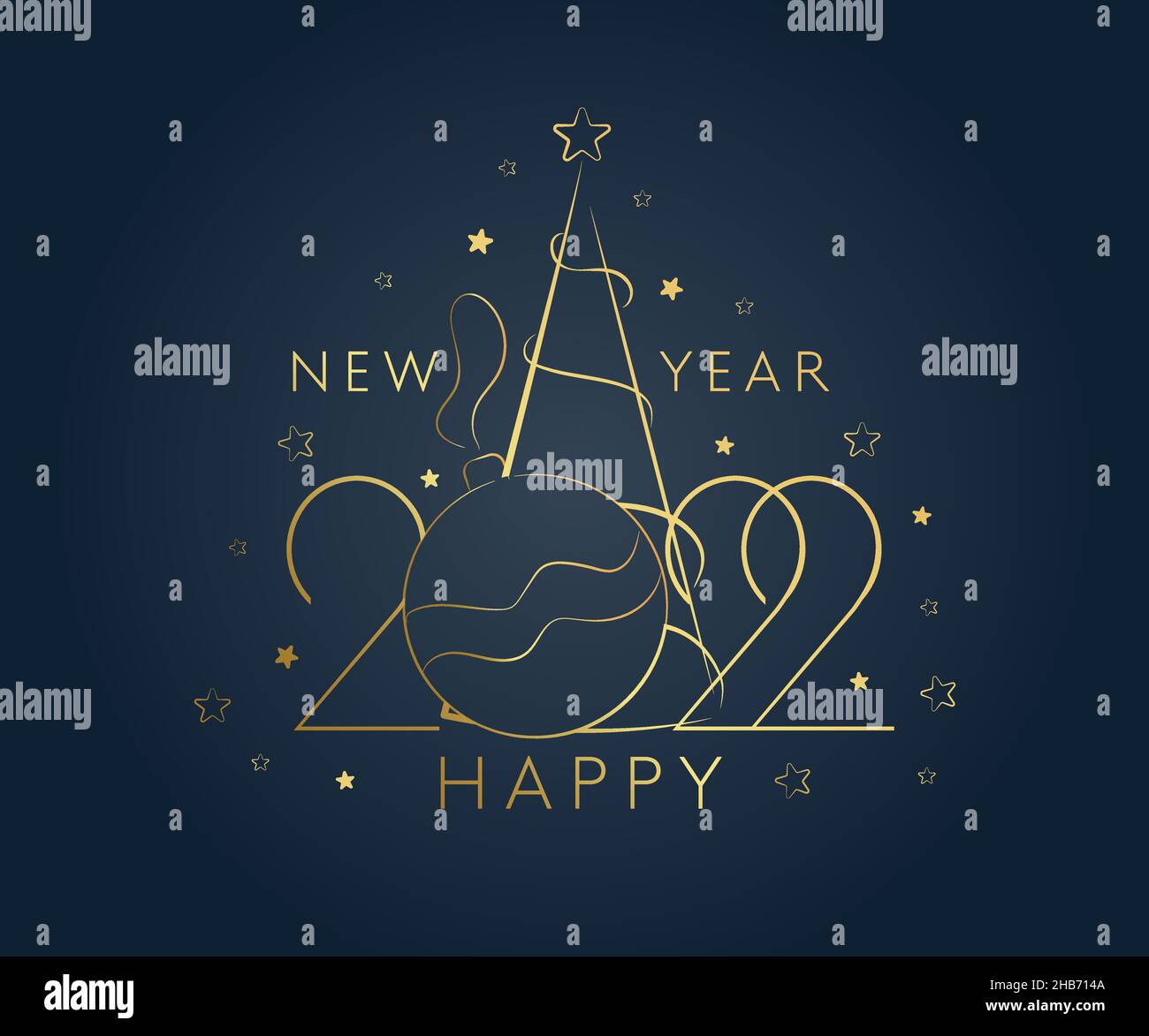 Happy new year 2022 golden numbers typography greeting card design on ...