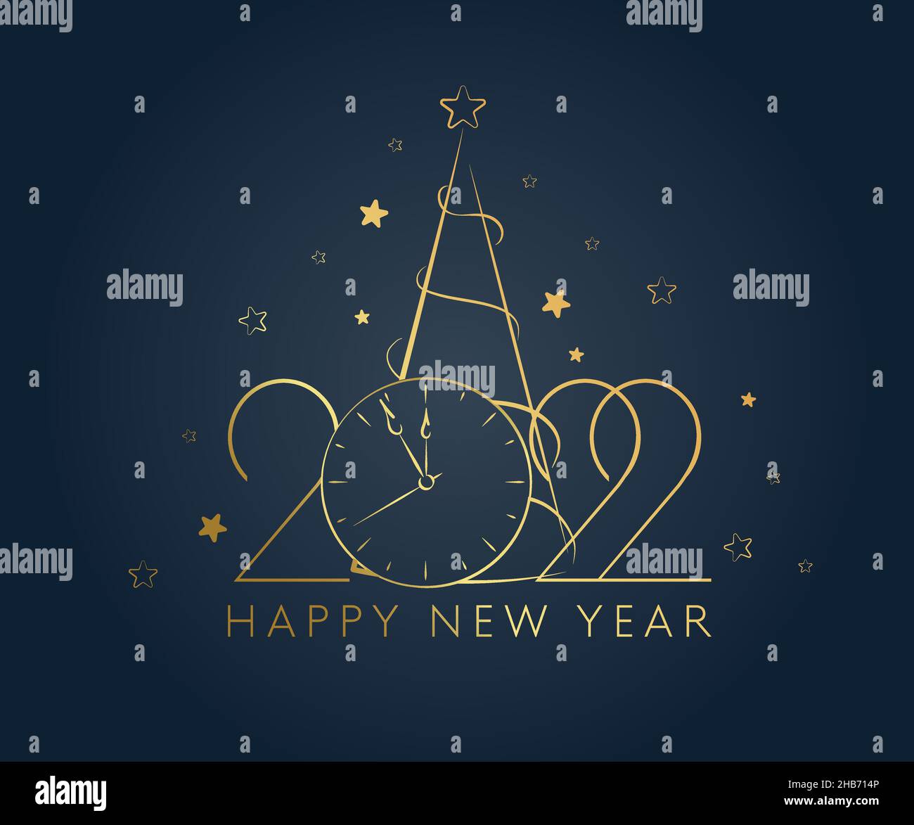 Happy new year 2022 golden numbers typography greeting card design on ...