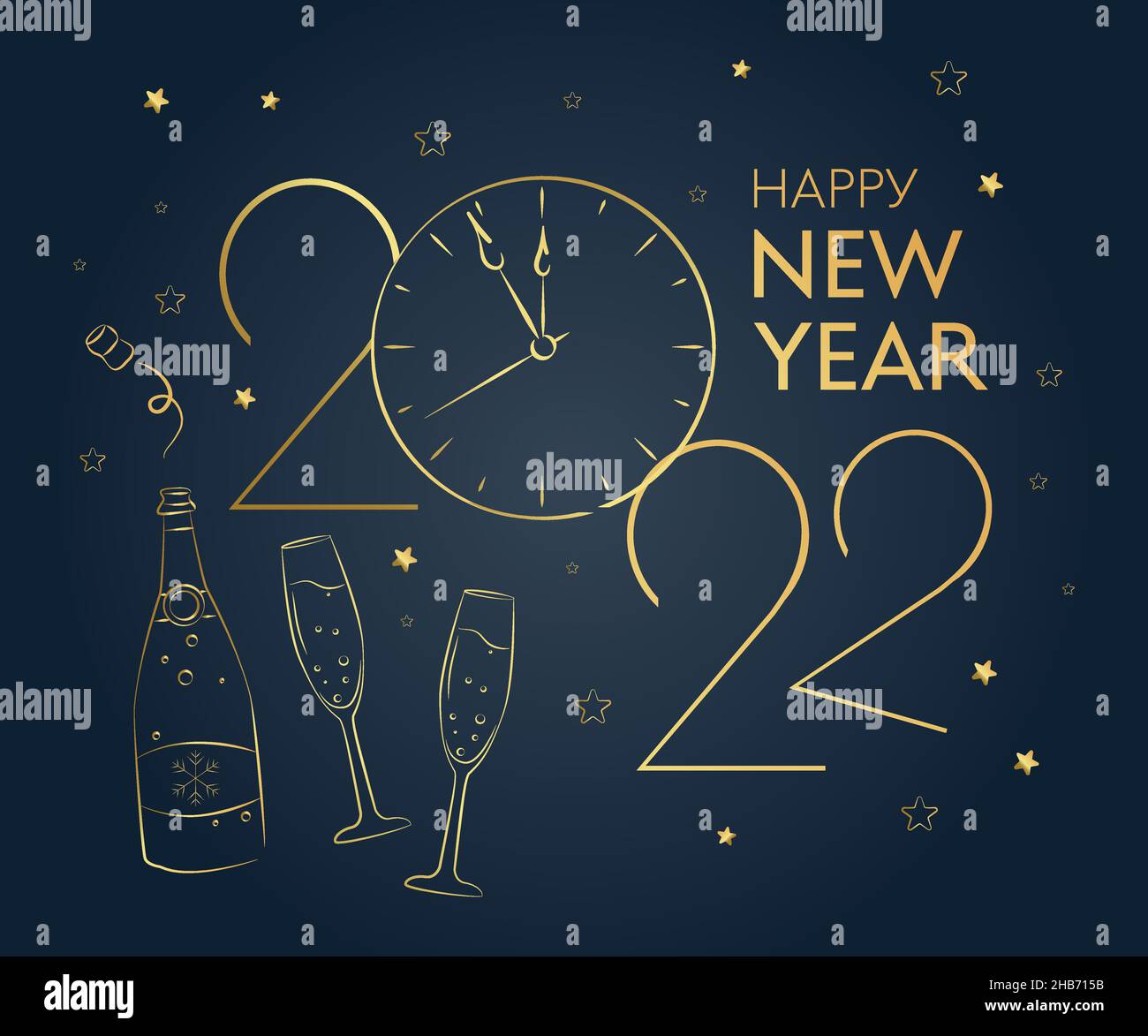 Happy new year 2022 golden numbers typography greeting card design on ...