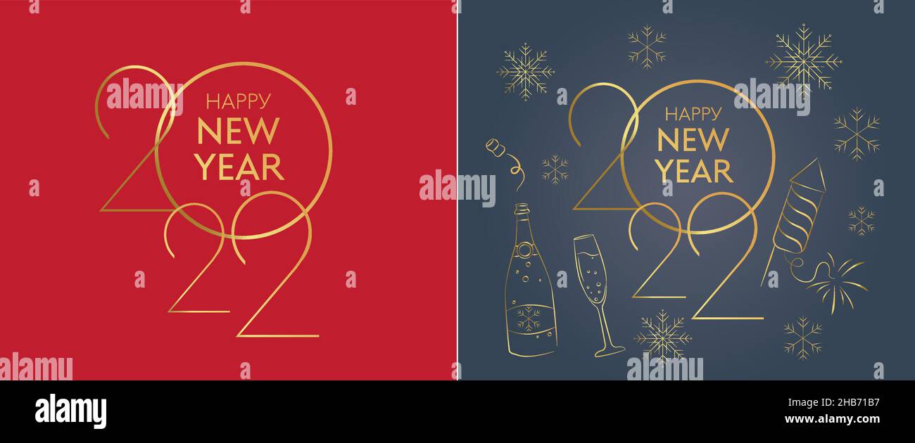 set Happy new year 2022 golden numbers typography greeting card, social ...