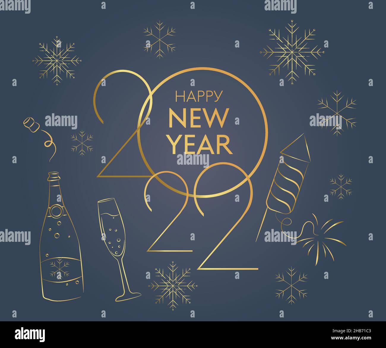 Happy new year 2022 golden numbers typography greeting card design on ...