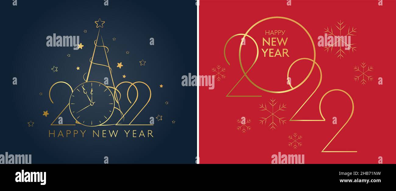 set Happy new year 2022 golden numbers typography greeting card, social ...
