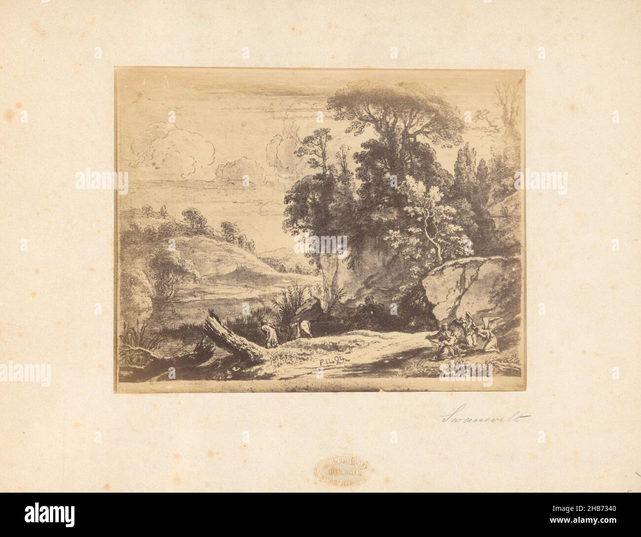 Photoreproduction of a drawing by Herman van Swanevelt, Giovanni Brampton Philpot (mentioned on object), intermediary draughtsman: Herman van Swanevelt (mentioned on object), Florence, 1851 - 1878, paper, cardboard, albumen print, height 152 mm × width 195 mmheight 249 mm × width 326 mm Stock Photo