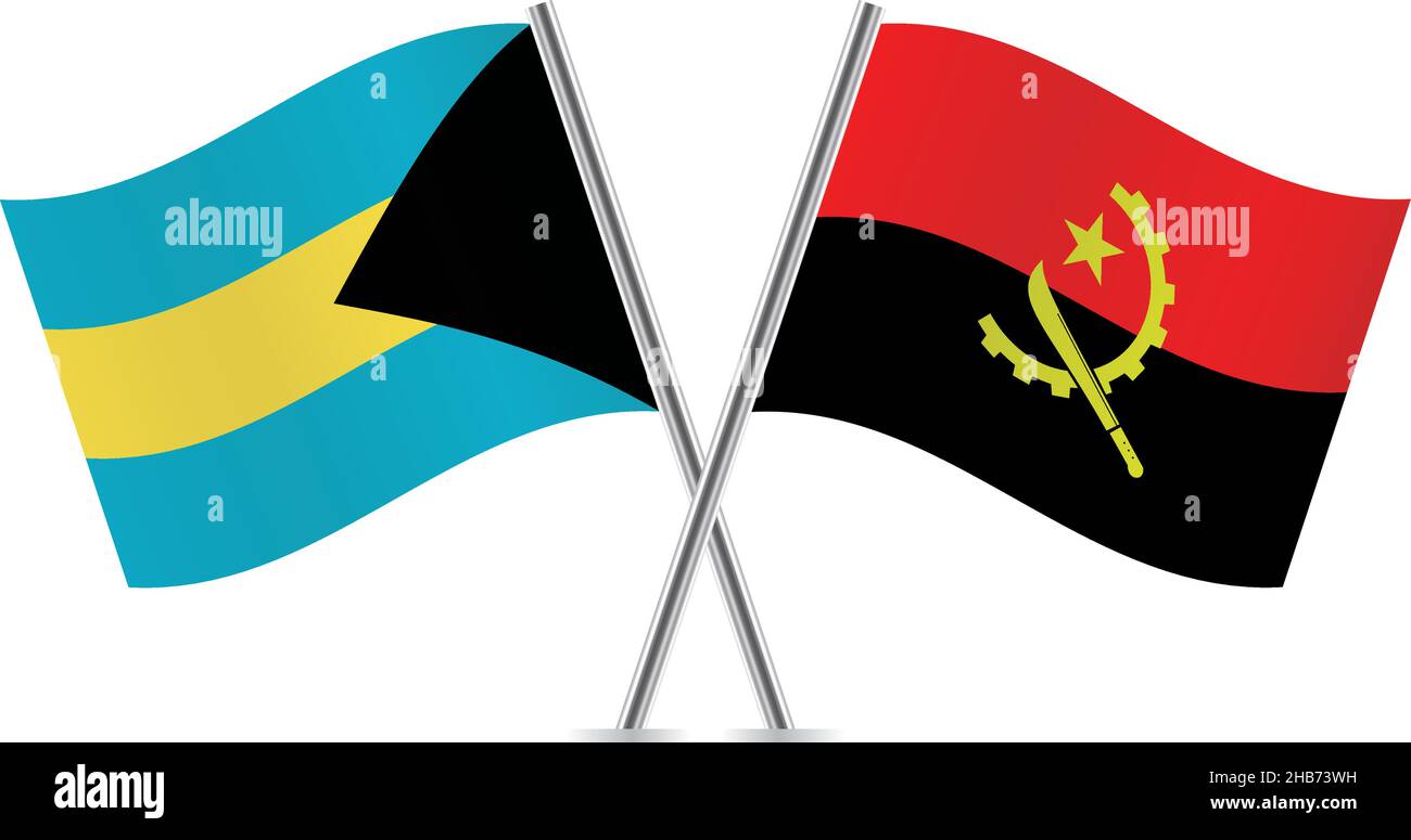 Bahamas and Angola flags. Vector illustration. Stock Vector