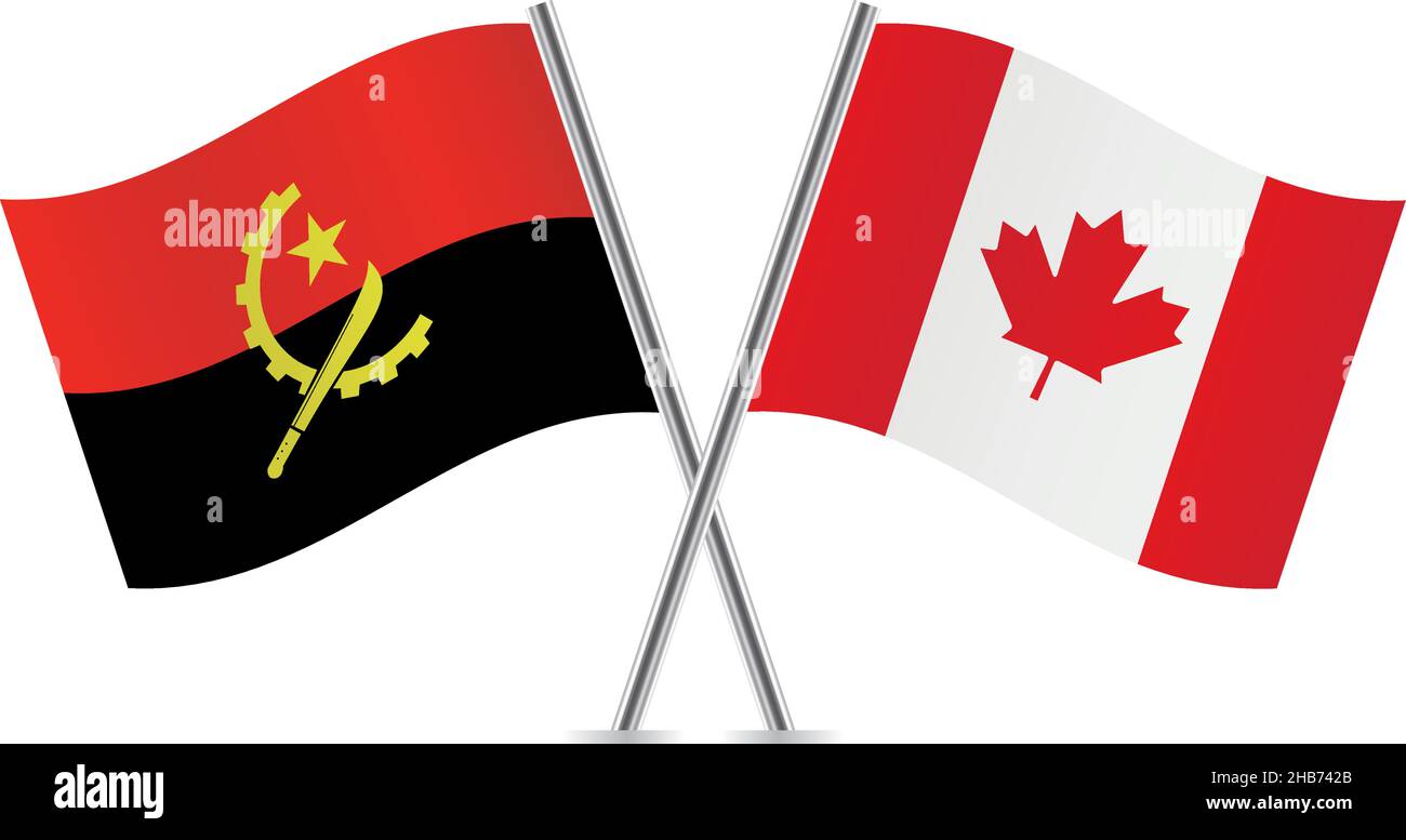 Angola and Canada flags. Vector Illustration. Stock Vector