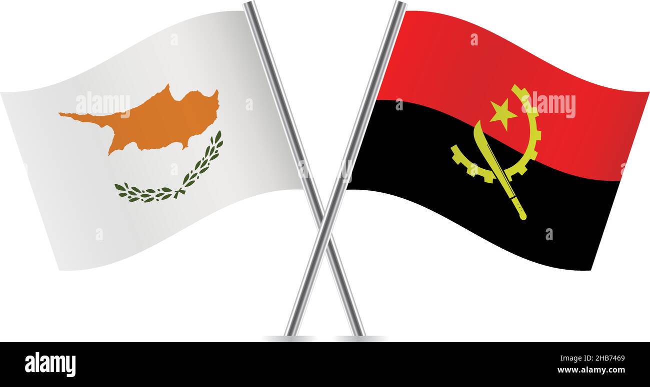 Cyprus and Angola flags. Vector illustration. Stock Vector