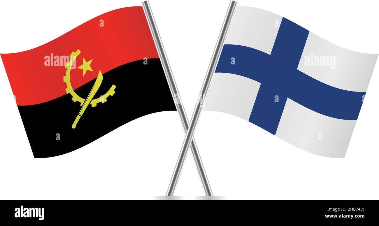 Angola and Finland flags. Vector illustration. Stock Vector