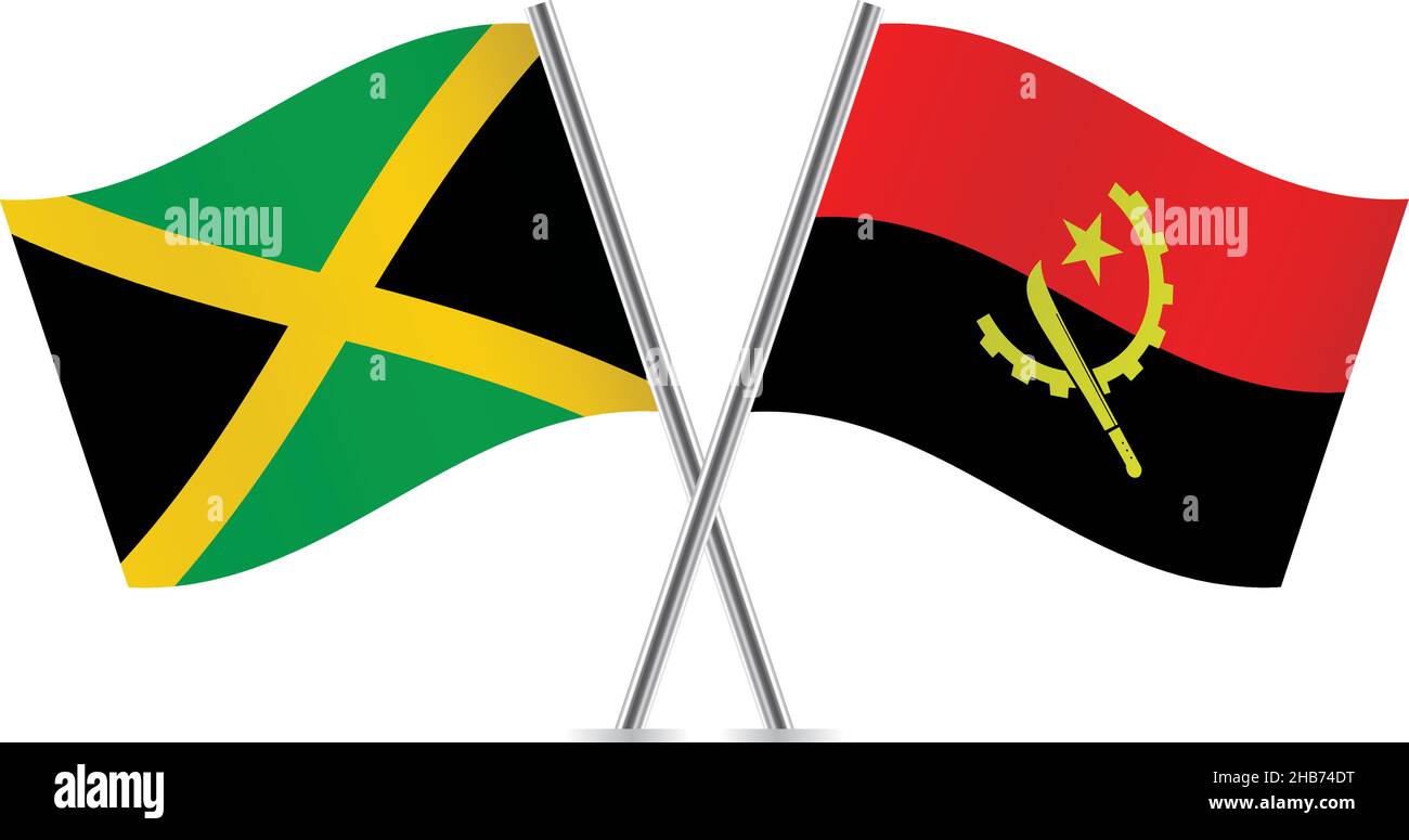 Jamaica and Angola flags. Vector illustration. Stock Vector